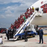 Emirates: il primo A380 commerciale a Malpensa con la maglia del Milan